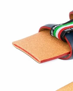 Blue Leather Belt Strap With Red Edges -Belt Shop 1 3 8 inch Blue Leather Belt Strap with Red Edges Dark navy