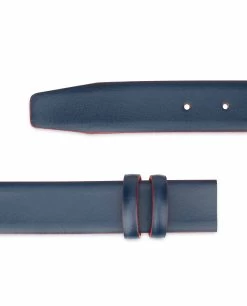 Blue Leather Belt Strap With Red Edges
