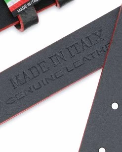 1 Inch Black Thin Belt Without Buckle | Red Edges -Belt Shop 1 Inch Black Thin Belt Without Buckle Red Edges Heat stamp