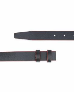 1 Inch Black Thin Belt Without Buckle | Red Edges