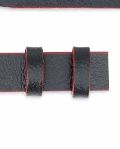 1 Inch Black Thin Belt Without Buckle | Red Edges -Belt Shop 1 Inch Black Thin Belt Without Buckle Red Edges Loops