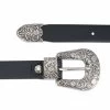 1 Inch Black Western Belt Womens | Antique Silver Buckle