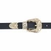 1 Inch Black Western Belt Womens | Floral Gold Buckle