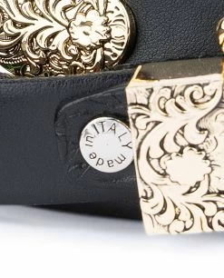 1 Inch Black Western Belt Womens | Floral Gold Buckle -Belt Shop 1 Inch Black Western Belt Womens Floral Gold Buckle Screw