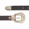1 Inch Brown Western Belt Womens | Floral Gold Buckle -Belt Shop 1 Inch Brown Western Belt Womens Floral Gold Buckle Smoot leather
