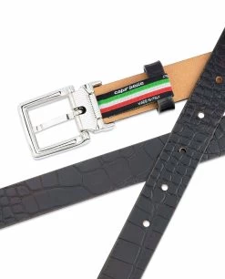 1 Inch Croco Belt | Dark Brown Embossed Leather