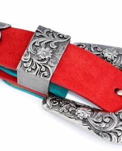 1 Inch Western Belt Womens | Red Suede Leather 19 1 Inch Western Belt Womens | Red Suede Leather -Belt Shop 1 inch Western Belt Womens Red Suede Leather Metal belt loop
