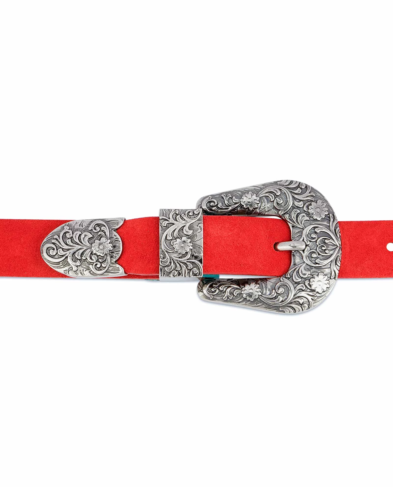1 Inch Western Belt Womens | Red Suede Leather 6 1 Inch Western Belt Womens | Red Suede Leather - Image 4