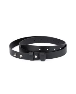 1 Inch Womens Black Leather Belt Without Buckle
