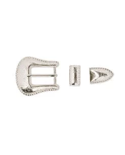 3 Piece Western Belt Buckle Set | Nickel Silver -Belt Shop 3 piece western belt buckle set WESI25NICK 3