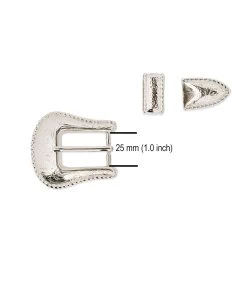 3 Piece Western Belt Buckle Set | Nickel Silver -Belt Shop 3 piece western belt buckle set WESI25NICK 4