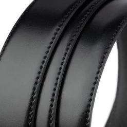 Black Ratchet Belt Strap 35 Mm Real Leather