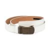 Automatic White Leather Belt With Bronze Buckle -Belt Shop Automatic white leather belt with bronze buckle AUWT35BROZ 1