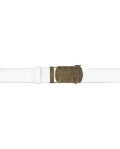 Automatic White Leather Belt With Bronze Buckle -Belt Shop Automatic white leather belt with bronze buckle AUWT35BROZ 3