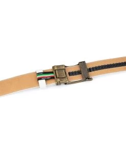 Automatic White Leather Belt With Bronze Buckle -Belt Shop Automatic white leather belt with bronze buckle AUWT35BROZ 4