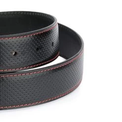 Mens Golf Western Belt Black Perforated Leather With Red -Belt Shop BPER35BTSR 1 1