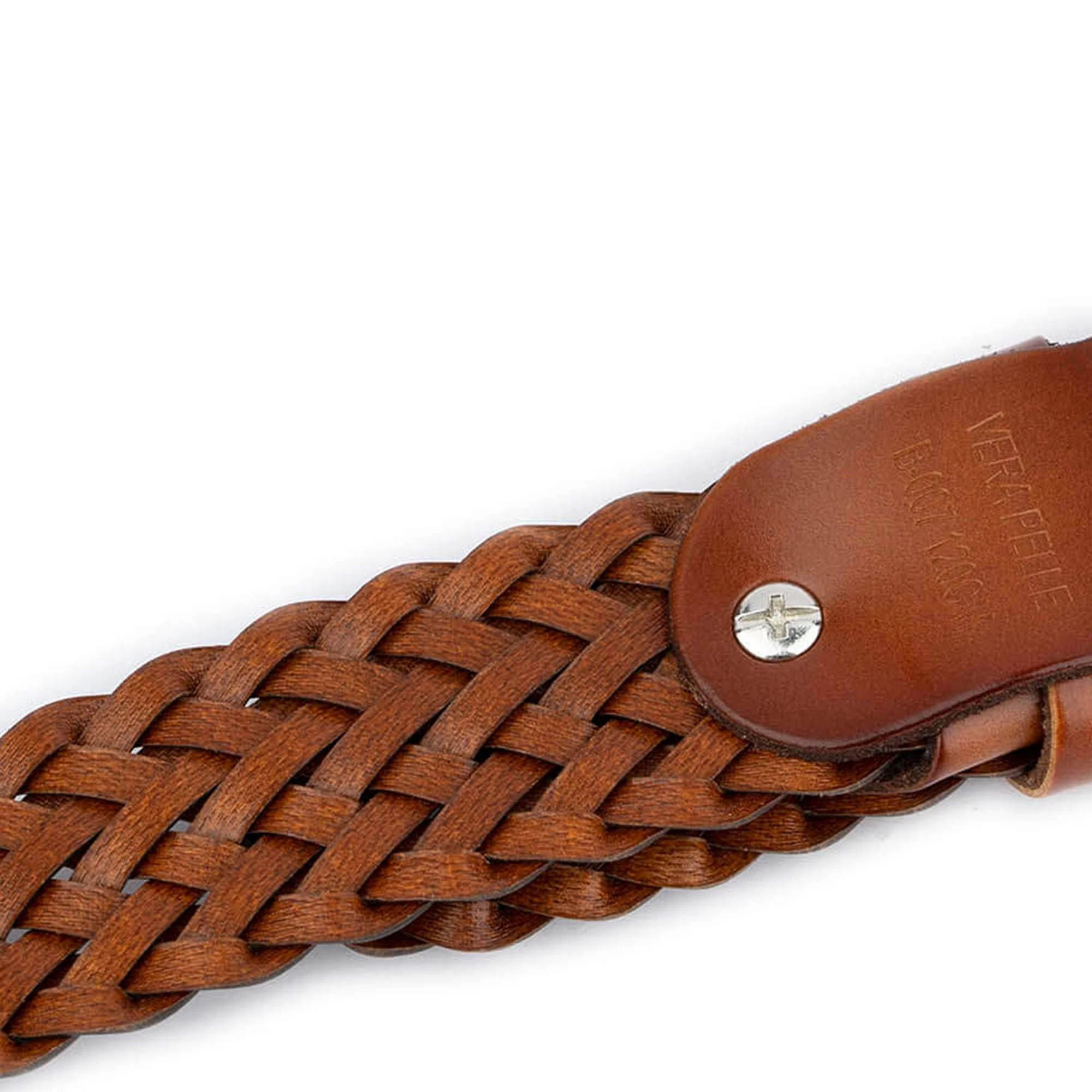 Brown Braided Western Belt With Black Crystal Buckle 7 Brown Braided Western Belt With Black Crystal Buckle - Image 5