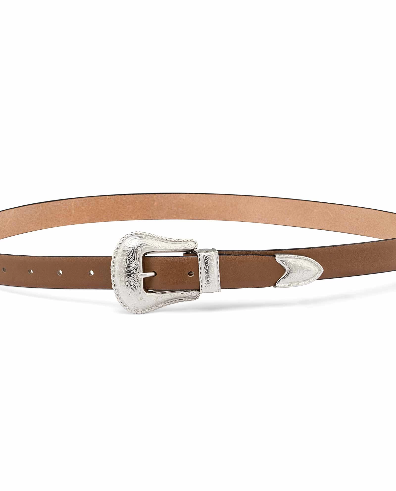 Women’s Western Beige Leather Belt 3 Women’s Western Beige Leather Belt