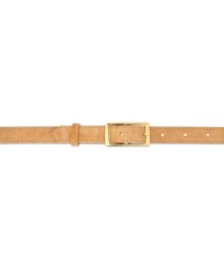 Belt With Brass Buckle | Camel Suede Leather
