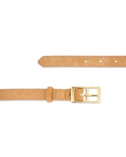 Belt With Brass Buckle | Camel Suede Leather 9 Belt With Brass Buckle | Camel Suede Leather -Belt Shop Belt With Brass Buckle Camel Suede Leather 3