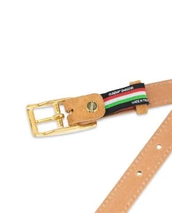 Belt With Brass Buckle | Camel Suede Leather 8 Belt With Brass Buckle | Camel Suede Leather -Belt Shop Belt With Brass Buckle Camel Suede Leather 4