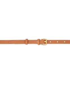 Belt With Brass Buckle Tan Leather 1.5 Cm