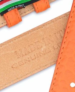 Belt Without Buckle | Orange Leather Strap 1 3/8″ 12 Belt Without Buckle | Orange Leather Strap 1 3/8″ -Belt Shop Belt Without Buckle Orange Leather Strap 1 3 8 inch Heat stamp
