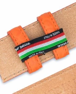 Belt Without Buckle | Orange Leather Strap 1 3/8″ 11 Belt Without Buckle | Orange Leather Strap 1 3/8″ -Belt Shop Belt Without Buckle Orange Leather Strap 1 3 8 inch Italy