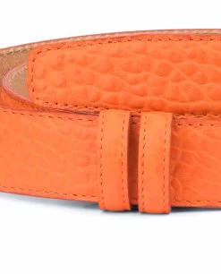 Belt Without Buckle | Orange Leather Strap 1 3/8″ 14 Belt Without Buckle | Orange Leather Strap 1 3/8″ -Belt Shop Belt Without Buckle Orange Leather Strap 1 3 8 inch Pebbled