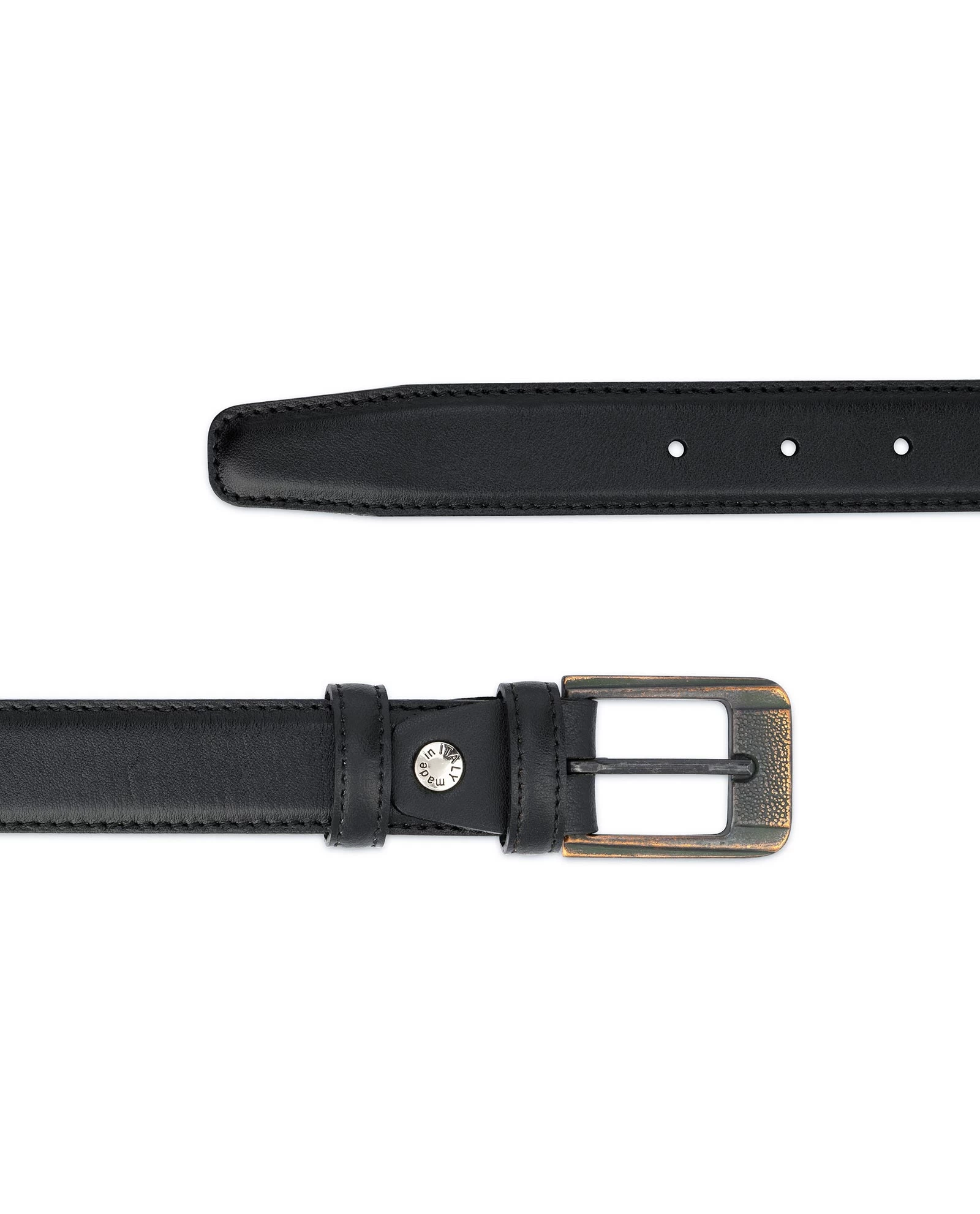 Black Belt With Copper Buckle | Real Leather 3 Black Belt With Copper Buckle | Real Leather