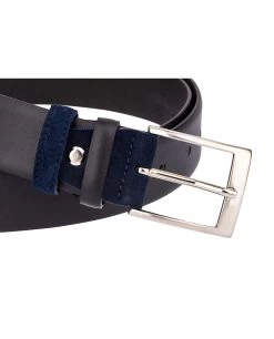 Black Belt Blue Suede Buckle 7 Black Belt Blue Suede Buckle -Belt Shop Black Belt Blue Suede Buckle Close image