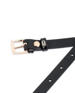 Boys Belts With Rose Gold Buckle -Belt Shop Black Belt With Rose Gold Buckle 15 mm 3 1