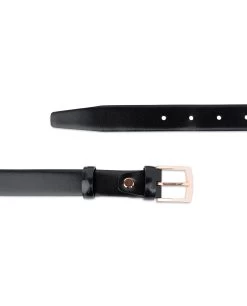 Black Belt With Rose Gold Buckle 25 Mm -Belt Shop Black Belt With Rose Gold Buckle 25 mm 3