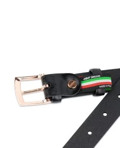 Black Belt With Rose Gold Buckle 25 Mm -Belt Shop Black Belt With Rose Gold Buckle 25 mm 4