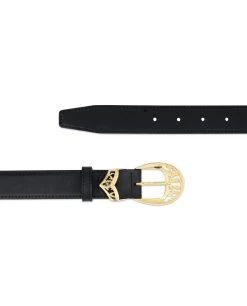Black Belt With Gold Buckle | Full Grain Leather