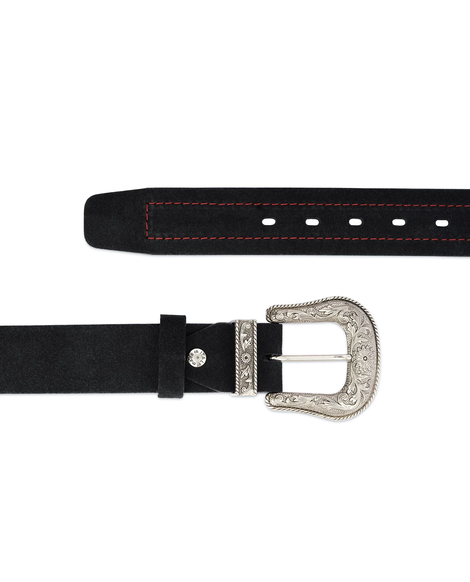 Black Cowboy Belt For Men | Suede Leather 4 Black Cowboy Belt For Men | Suede Leather - Image 2