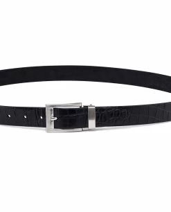 Black Croc Effect Thin Belt