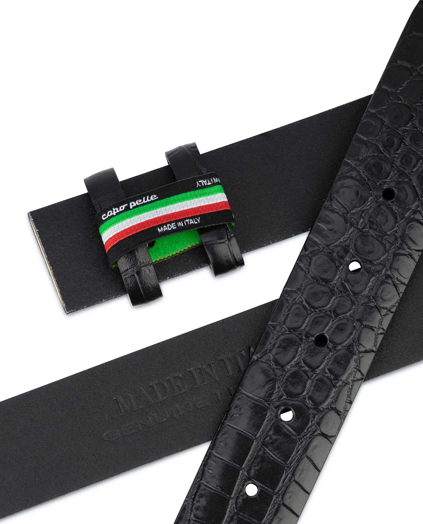Black Croco Leather Strap For Belt | Replacement Men’s 3 Black Croco Leather Strap For Belt | Replacement Men’s