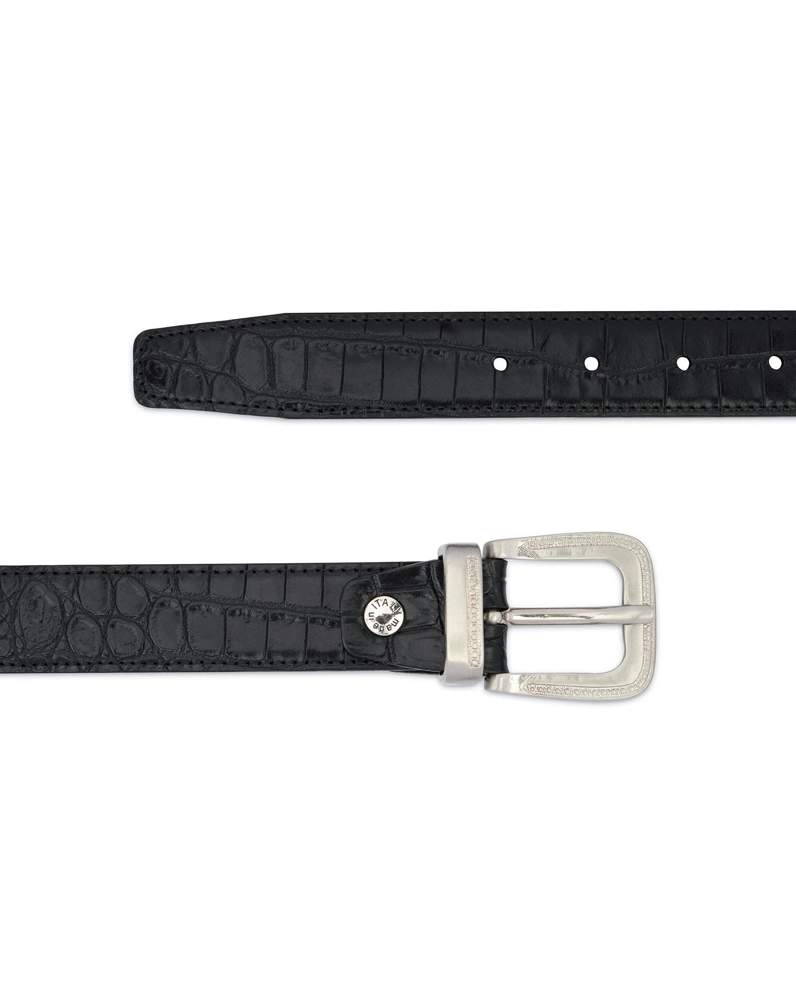 Black Crocodile Embossed Leather Belt For Men 3 Black Crocodile Embossed Leather Belt For Men