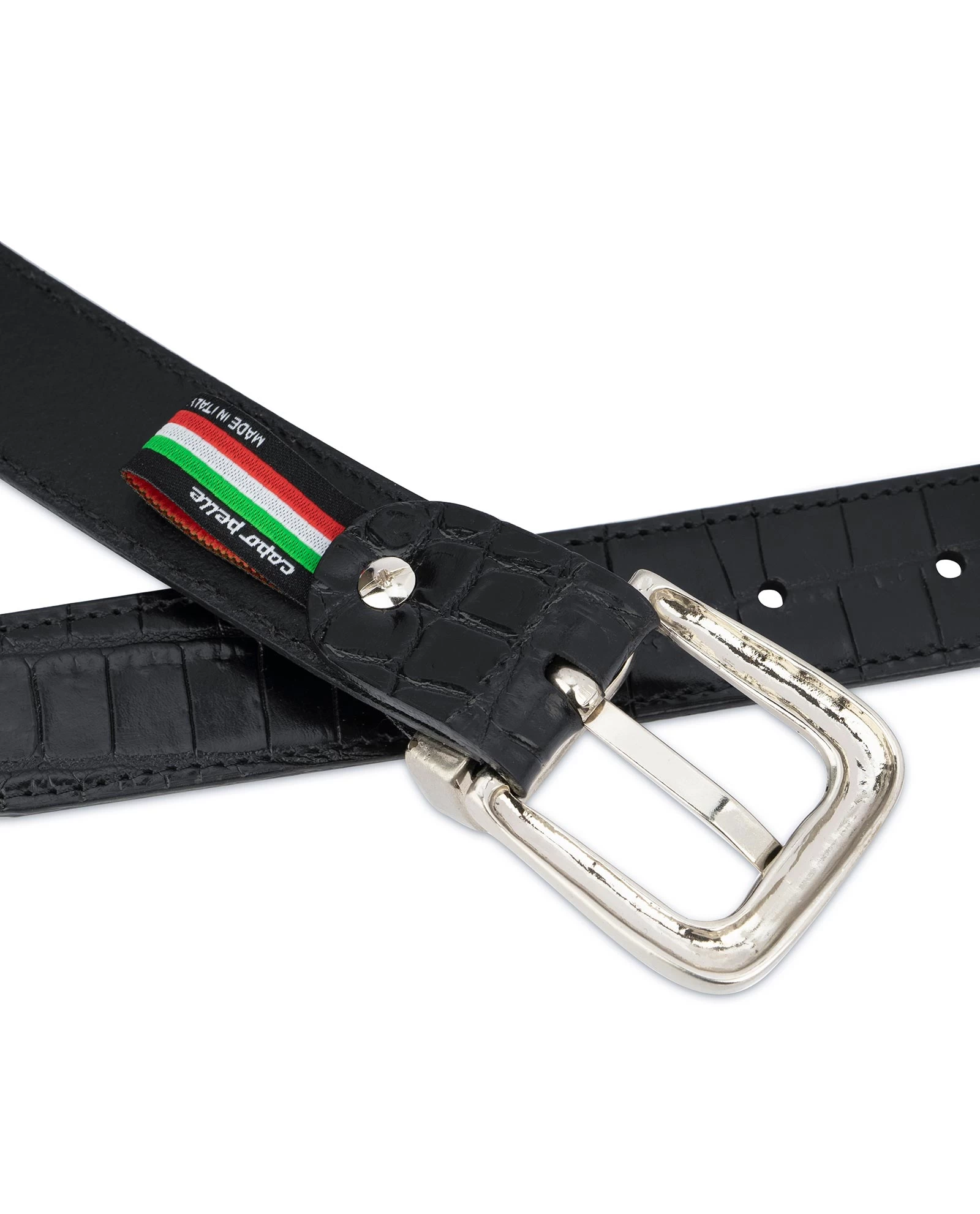 Black Crocodile Embossed Leather Belt For Men 4 Black Crocodile Embossed Leather Belt For Men - Image 2