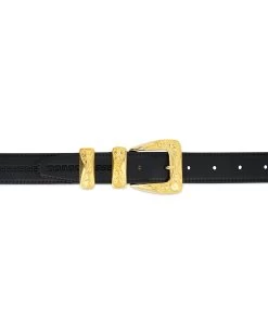 Black Gold Buckle Belt | Full Grain Leather -Belt Shop Black Gold Buckle Belt Full Grain Leather 3