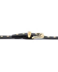 Black Gold Studded Belt | Full Grain Leather -Belt Shop Black Gold Studded Belt Full Grain Leather 4
