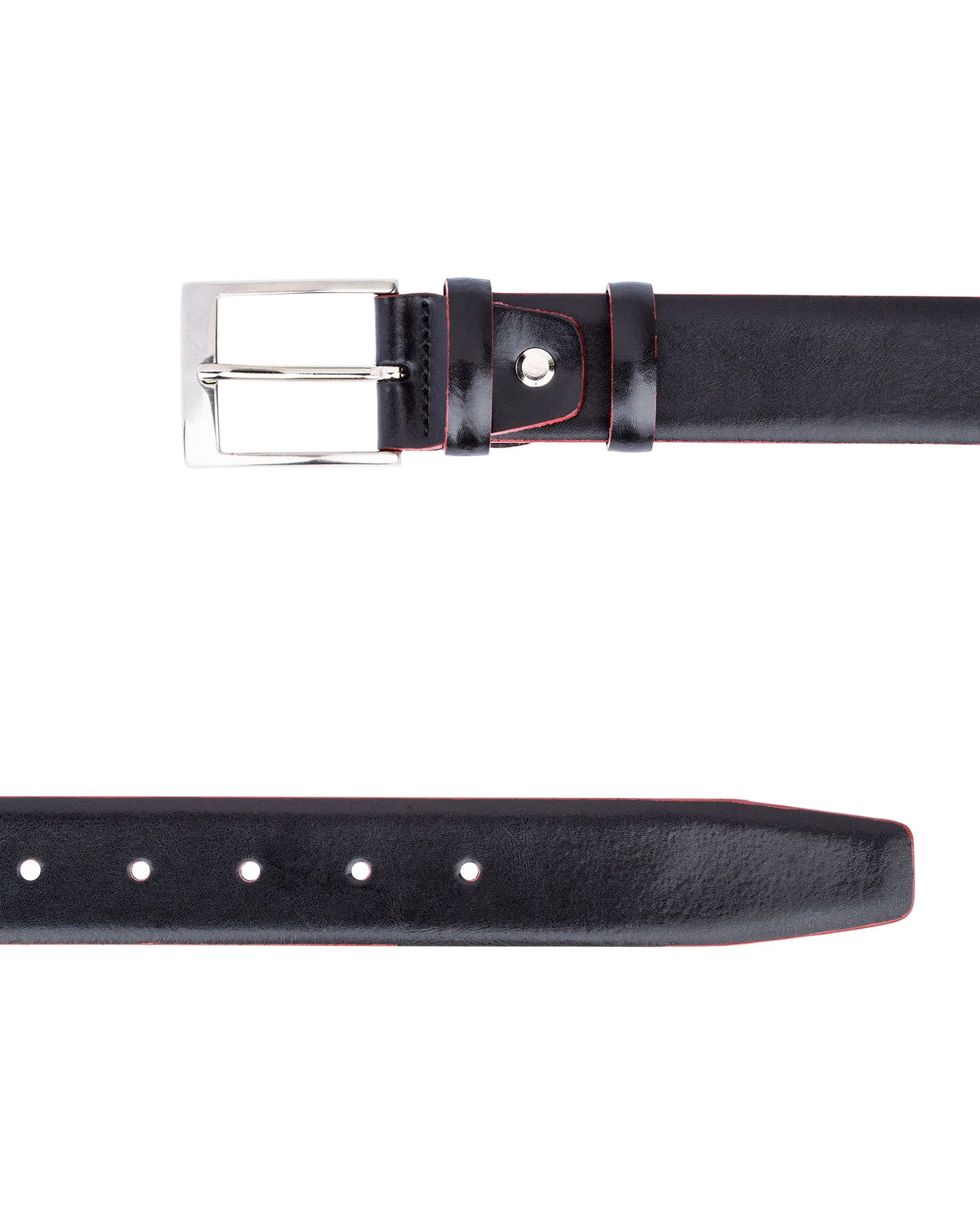 Black Leather Belt Red Edges 6 Black Leather Belt Red Edges - Image 4