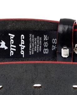 Black Leather Belt Red Edges 11 Black Leather Belt Red Edges -Belt Shop Black Leather Belt With Red Edges Care Tag