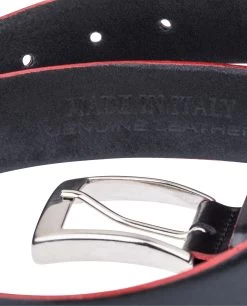 Black Leather Belt Red Edges 14 Black Leather Belt Red Edges -Belt Shop Black Leather Belt With Red Edges Made in Italy