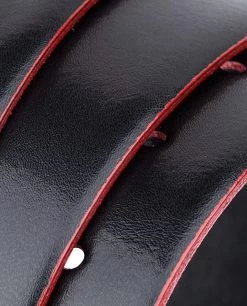 Black Leather Belt Red Edges 13 Black Leather Belt Red Edges -Belt Shop Black Leather Belt With Red Edges Rolled