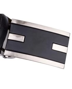 Black Leather Belt For Men -Belt Shop Black Leather Belt for Men Buckle close