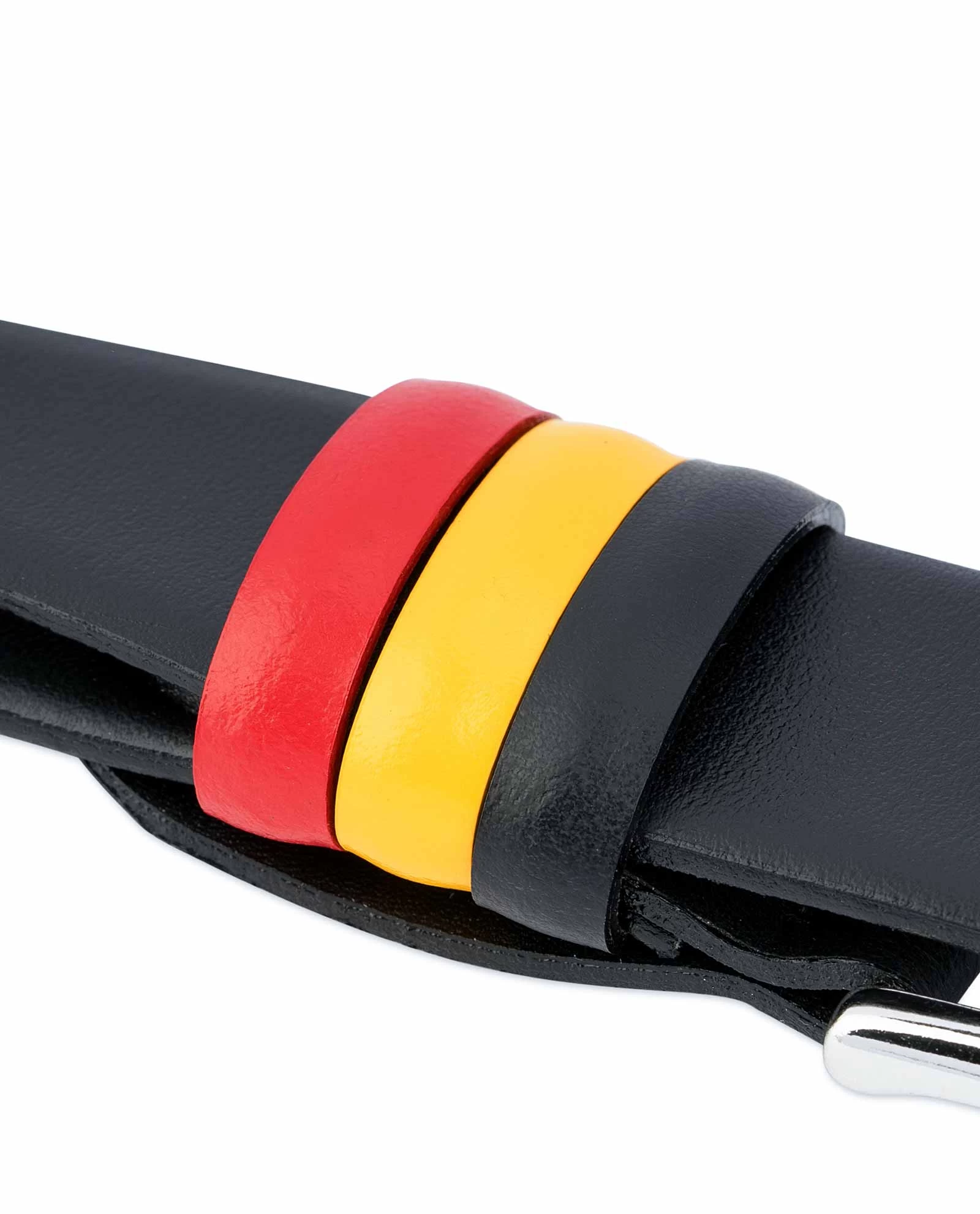 Black Leather Belt With Belgium Flag Colors 7 Black Leather Belt With Belgium Flag Colors - Image 5