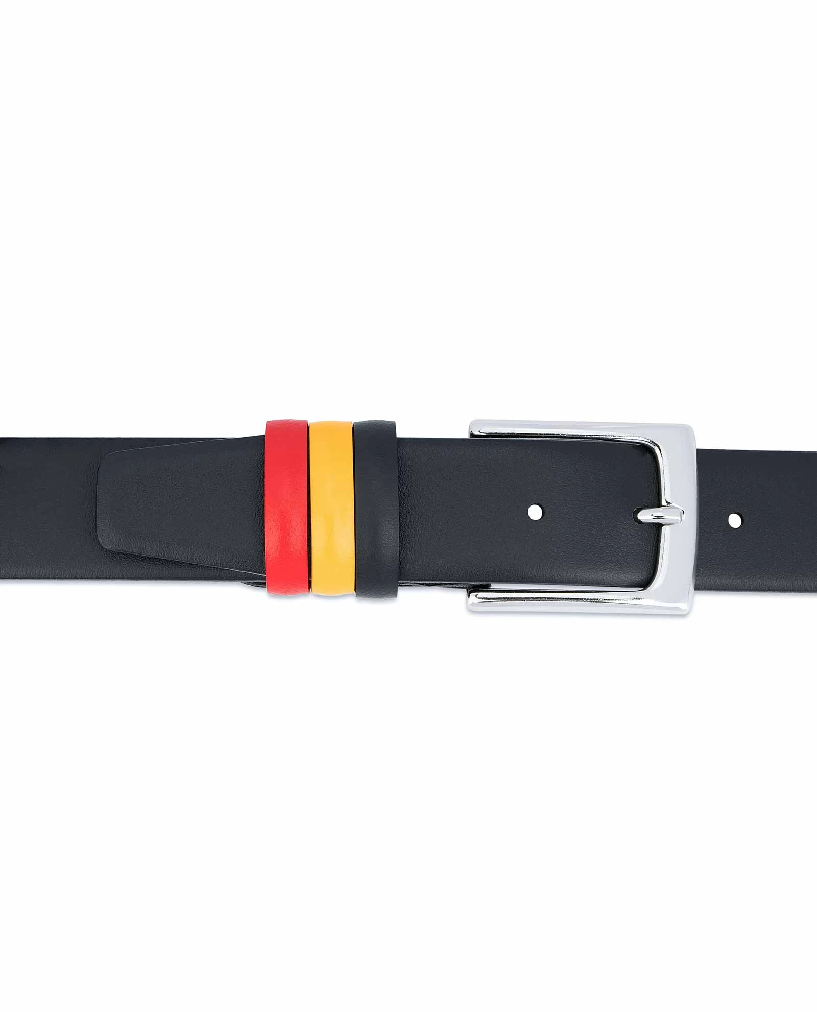 Black Leather Belt With Belgium Flag Colors 9 Black Leather Belt With Belgium Flag Colors - Image 7