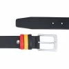 Black Leather Belt With Belgium Flag Colors -Belt Shop Black Leather Belt with Belgium Flag Colors Red Yellow